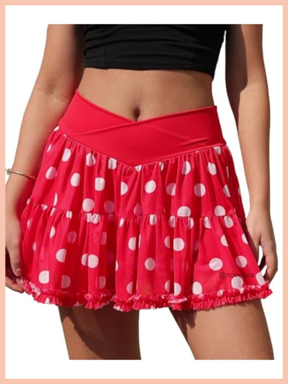 Luopeisi Tennis Skort with Shorts Pockets Ruffled High Rise Mini Skirt